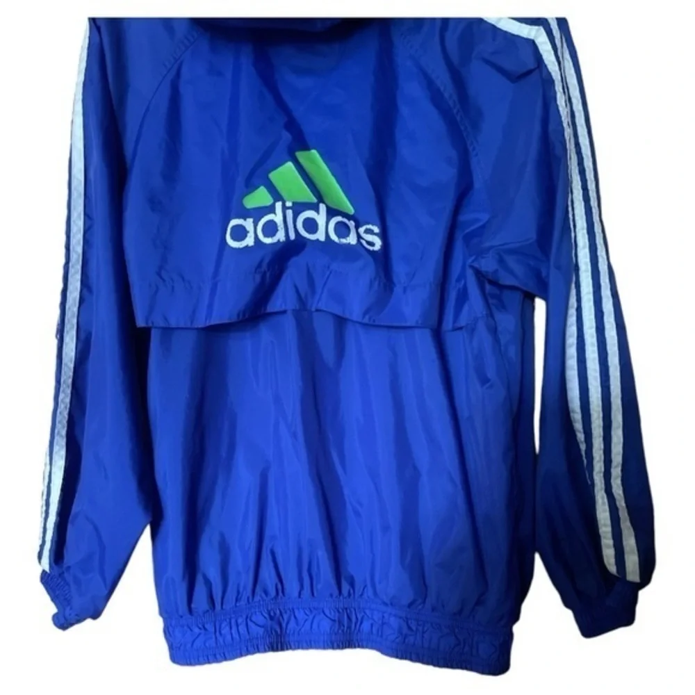 Adidas Men’s‎ Spell Out Windbreaker Jacket Three Stripe Vintage 90s Large Blue